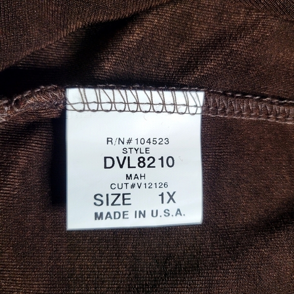 1X Shirt Top Tunic Long Brown Slinky Travel Knit Embellished - Picture 5 of 5